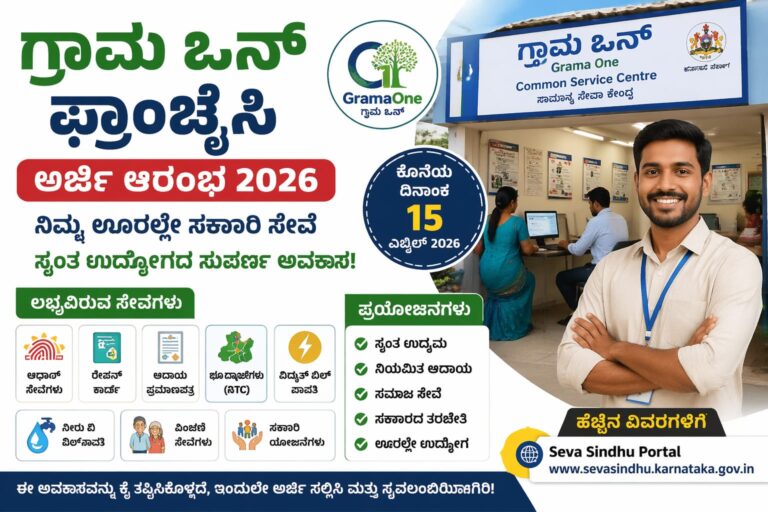 ಗ್ರಾಮ ಒನ್ ಫ್ರಾಂಚೈಸಿ 2026 ಅರ್ಜಿ ಕರ್ನಾಟಕದಲ್ಲಿ ಗ್ರಾಮೀಣ ಯುವಕರಿಗೆ ಉದ್ಯೋಗ ಅವಕಾಶ